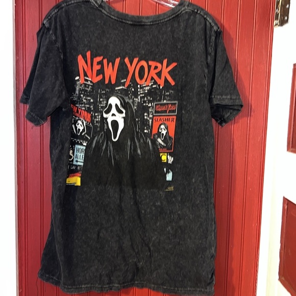 Black Graphic Ghost Face Tee with White Mask Design New York M - Picture 2 of 5